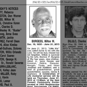 Obituary for Milton W. BURGESS
